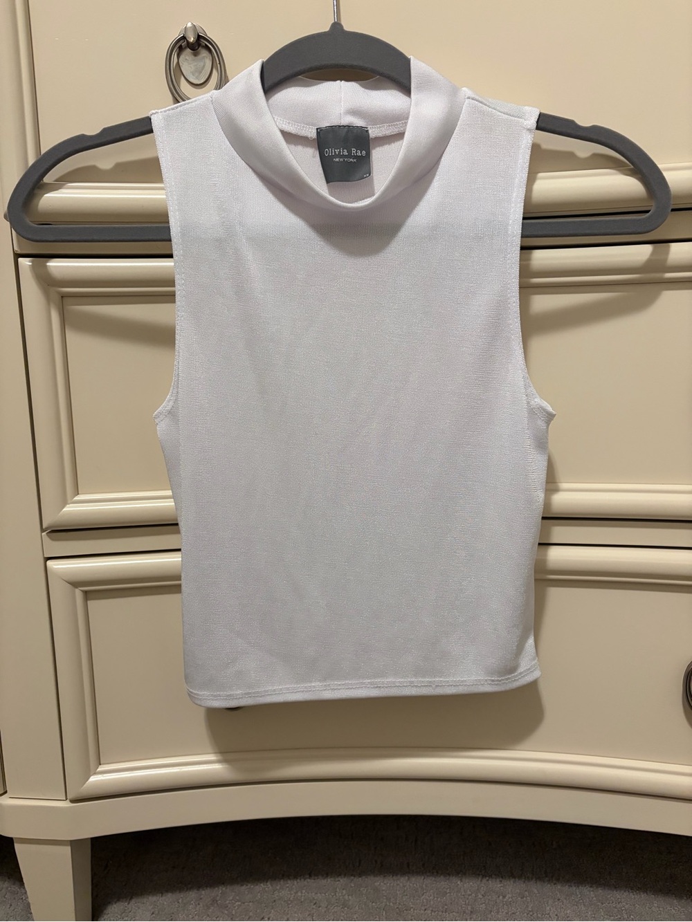 Olivia Rae White Mock Neck Sleeveless Tank